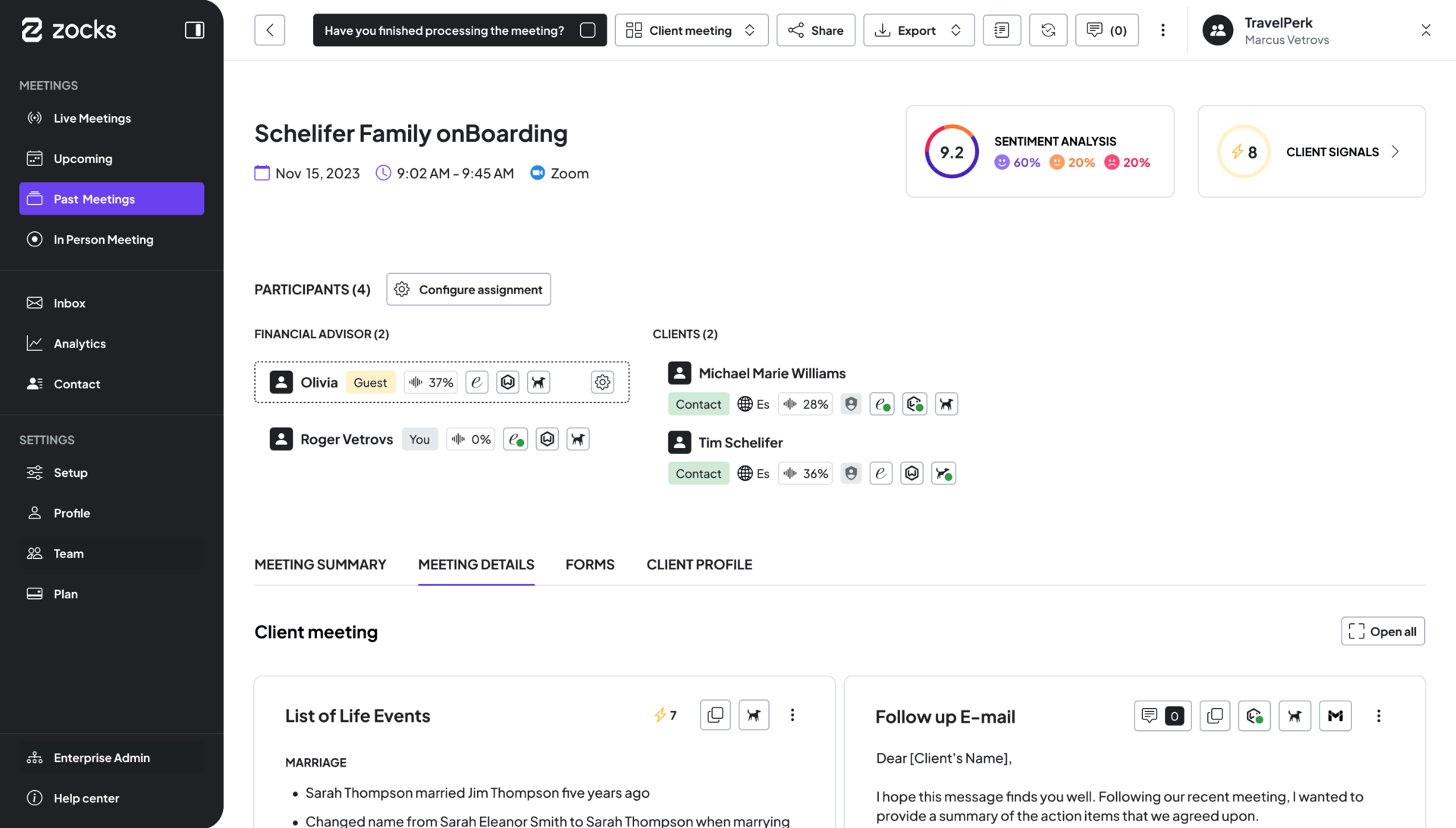 Scheduled meeting prep